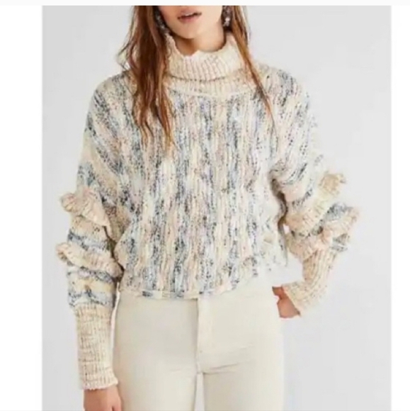 Free People Burst Your Bubble Chunky Cropped Pastel Sweater XS - Picture 1 of 8